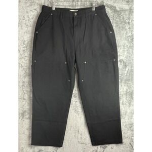 P & Co Jeans Womens W 18 L 26 Black Albion Double Knee Carpenter Pants Pockets